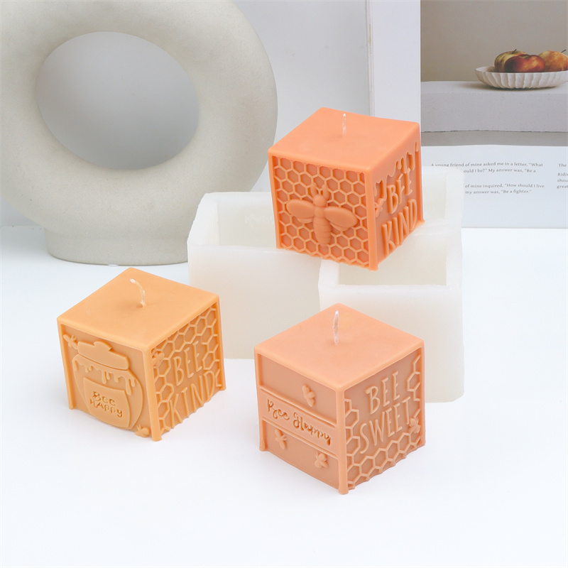 Art Craft Picture - 3D Petek Sütunlu Arı Silikon Mum