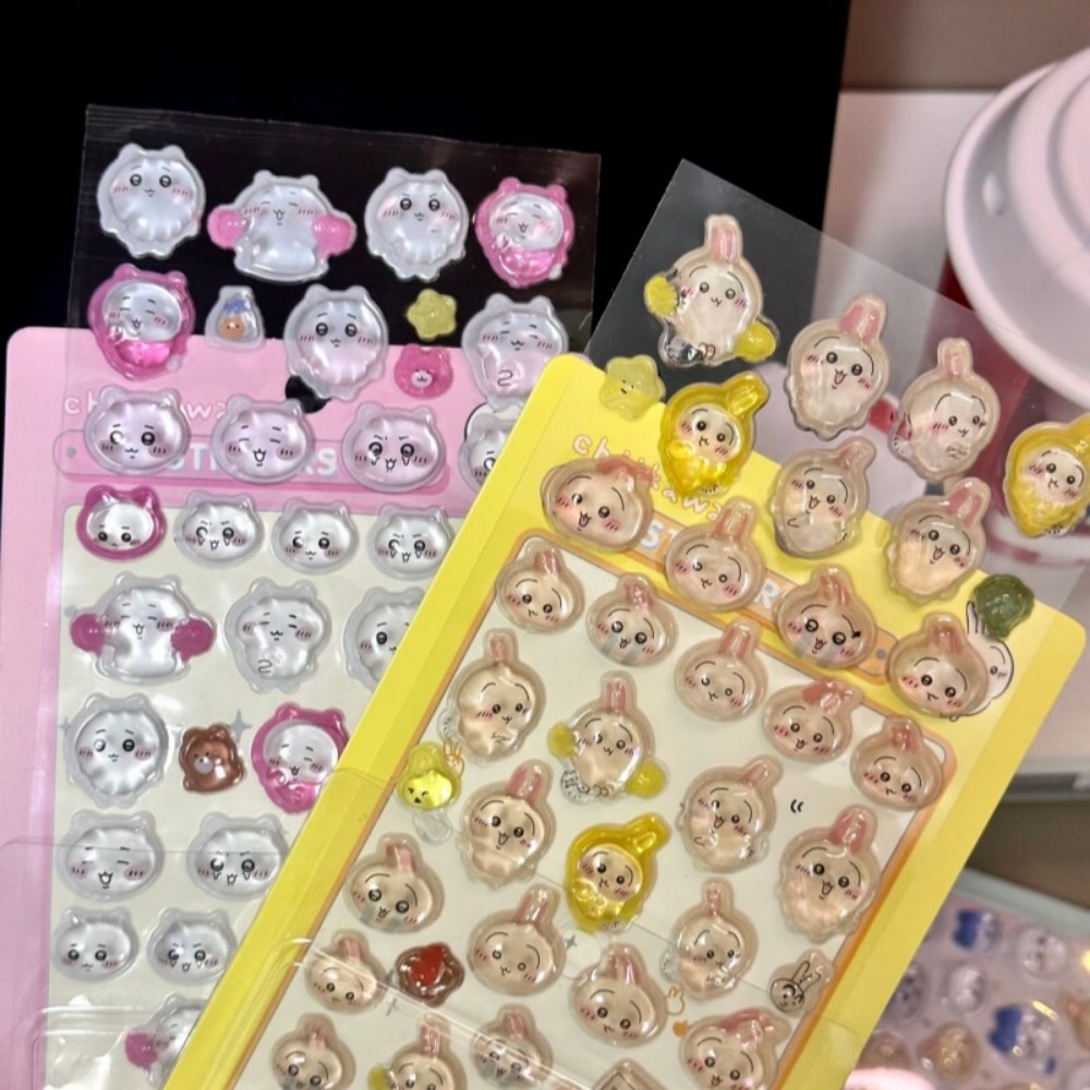 Art Craft Journals - Sevimli Chiikawa 3D Kristal Kabartmalı Çıkartmalar