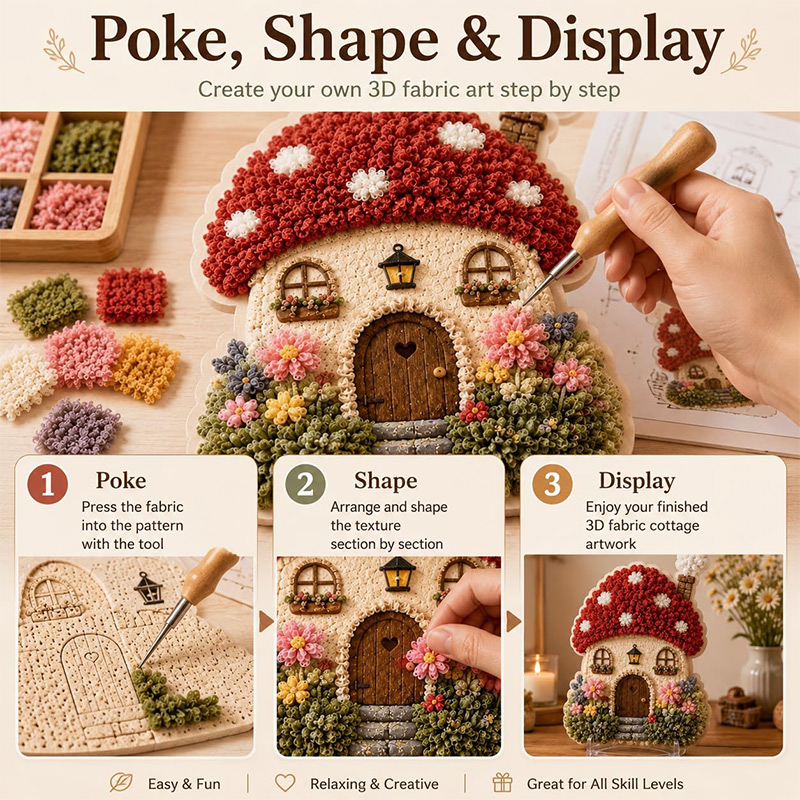 3D Mantar Ev Poke Art DIY Kiti - Art Craft Kits incelemesi ve fiyatı